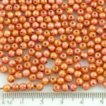 Round Czech Beads - Picasso Red Pink Brown Travertine - 4mm