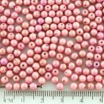 Round Czech Beads - Opaque Pink Luster - 4mm
