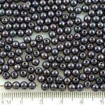 Round Czech Beads - Picasso Black Luster - 4mm