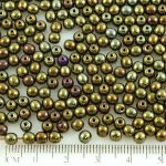 Round Czech Beads - Metallic Brown Rainbow Iris Bronze - 4mm