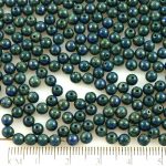 Round Czech Beads - Picasso Opaque Blue - 4mm