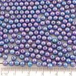 Round Czech Beads - Nebula Purple Blue Luster - 4mm
