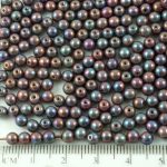 Round Czech Beads - Nebula Purple Gray Luster - 4mm