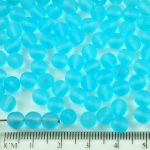 Round Czech Beads - Matte Crystal Aqua Blue Turquoise - 6mm
