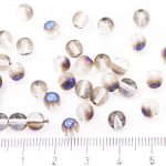 Round Czech Beads - Crystal Metallic Blue Azure Black Half - 6mm