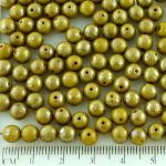 Round Czech Beads - Picasso Silver Brown Opaque Gray Green Khaki - 6mm