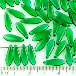 Dagger Leaf Czech Beads - Crystal Christmas Tree Green - 16mm