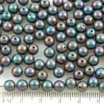 Round Czech Beads - Nebula Purple Gray Luster - 6mm