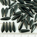 Dagger Leaf Czech Beads - Opaque Jet Black - 16mm