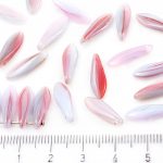 Dagger Leaf Czech Beads - Opal Mixed Pink Blue Red - 16mm