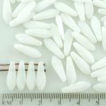 Dagger Leaf Czech Beads - Opaque Opal White - 16mm