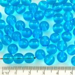 Round Czech Beads - Crystal Aqua Blue Turquoise Clear - 8mm