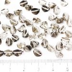 Pinch Czech Beads - Crystal Clear Metallic Dark Silver Half - 7mm