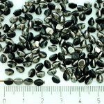 Pinch Czech Beads - Jet Black Metallic Dark Silver Half - 5mm