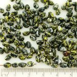 Pinch Czech Beads - Opaque Jet Black Granite Tweedy Yellow Silver - 5mm