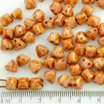 Pyramid Stud Two Hole Czech Beads - Picasso Red Brown Travertine - 6mm