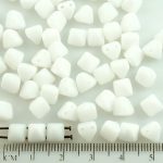 Pyramid Stud Two Hole Czech Beads - Matte Alabaster White - 6mm
