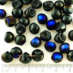 Mushroom Czech Beads - Metallic Blue Azure Black Half - 9mm