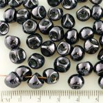 Mushroom Czech Beads - Picasso Opaque Jet Black Luster - 9mm