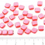 Two Hole Czech Beads - Pearl Shine Rose Pink - 6mm