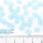 Two Hole Czech Beads - Opal Aquamarine Blue Turquoise - 6mm