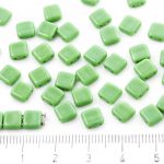 Two Hole Czech Beads - Opaque Erinite Green - 6mm