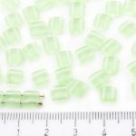 Two Hole Czech Beads - Matte Crystal Chrysolite Green Frosted - 6mm