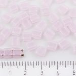 Two Hole Czech Beads - Pink Rose Rosaline Opal - 6mm