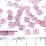 Two Hole Czech Beads - Crystal Amethyst Purple - 6mm