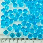 Mushroom Czech Beads - Crystal Aquamarine Blue Turquoise Clear - 6mm