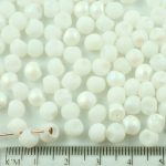 Mushroom Czech Beads - Matte White Alabaster Opal Frosted Sea Glass Ab Half - 6mm