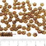 Forget-Me-Not Flower Czech Small Flat Beads - Crystal Light Sapphire Blue Picasso Yellow - 5mm