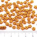 Forget-Me-Not Flower Czech Small Flat Beads - Gold Shine Minium Orange Red Matte Pearl - 5mm