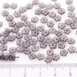 Forget-Me-Not Flower Czech Small Flat Beads - Crystal Jet Black Gray Luster - 5mm