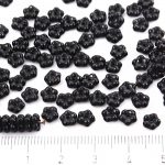 Forget-Me-Not Flower Czech Small Flat Beads - Opaque Jet Black - 5mm