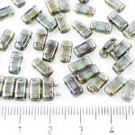 Two Hole Czech Beads - Picasso Crystal Brown Fern Green - 8mm