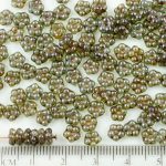Forget-Me-Not Flower Czech Small Flat Beads - Picasso Crystal Brown Fern Green - 5mm