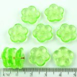 Flower Cup Large Flat Czech Beads - Crystal Light Green Chrysolite - 14mm