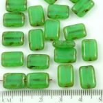 Rectangle Table Cut Flat Czech Beads - Picasso Brown Opal Green - 12mm