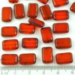 Rectangle Table Cut Flat Czech Beads - Picasso Brown Crystal Ruby Red - 12mm