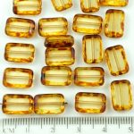 Rectangle Table Cut Flat Czech Beads - Picasso Brown Crystal Topaz Lite Yellow - 12mm