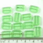 Rectangle Table Cut Flat Czech Beads - Crystal Peridot Green Matte - 12mm