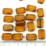 Rectangle Table Cut Flat Czech Beads - Picasso Crystal Opal Brown - 12mm