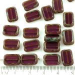Rectangle Table Cut Flat Czech Beads - Picasso Crystal Amethyst Purple - 12mm