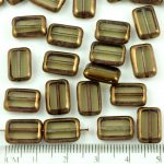 Rectangle Table Cut Flat Czech Beads - Crystal Black Diamond Purple Bronze Luster - 12mm