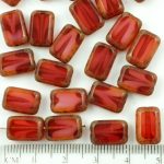 Rectangle Table Cut Flat Czech Beads - Picasso Brown Crystal Red Moonstone Moonlight Opal - 12mm