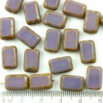 Rectangle Table Cut Flat Czech Beads - Picasso Brown Opaque Purple - 12mm