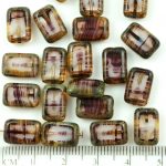 Rectangle Table Cut Flat Czech Beads - Picasso Brown Crystal Agate Striped Moonstone Moonlight Opal - 12mm