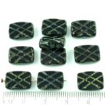 Rectangle Table Cut Window Czech Beads - Picasso Brown Opaque Jet Black - 12mm