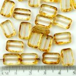 Rectangle Table Cut Flat Czech Beads - Picasso Crystal Brown Yellow - 12mm